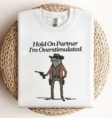 ***SHIPS BY JUNE 4TH*** Hold On Partner I'm Overstimulated Funny Cowboy Frog DTF Transfer, Custom DTF Transfer, Heat Transfers, DTF Transfer Ready To Press, #6035