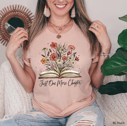 Just One More Chapter Floral Book Lover DTF Transfers, Custom DTF Transfer, Sublimation Transfers, DTF Transfers, Ready To Press, #5734