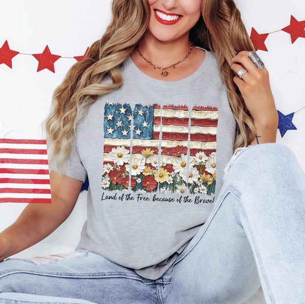 Land of the Free Because of the Brave 4th of July DTF Transfer, Custom DTF Transfer, Heat Transfers, DTF Transfer Ready To Press, #5962