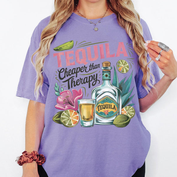Tequila Cheaper than Therapy Funny Summer DTF Transfer, Custom DTF Transfer, Heat Transfers, DTF Transfer Ready To Press, #5978
