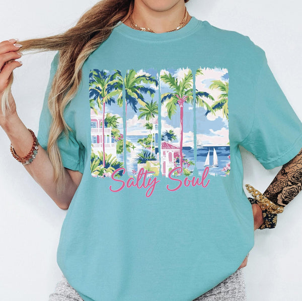 Preppy Cute Summer Salty Soul Vacation DTF Transfer, Custom DTF Transfer, Heat Transfers, DTF Transfer Ready To Press, #5968
