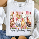 Easily Distracted by Peckers Funny Chicken DTF Transfer, Custom DTF Transfer, Heat Transfers, DTF Transfer Ready To Press, #5897
