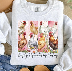Easily Distracted by Peckers Funny Chicken DTF Transfer, Custom DTF Transfer, Heat Transfers, DTF Transfer Ready To Press, #5897