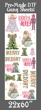 Pre-made Merry and Bright Gang Sheet 22x60" DTF Transfers