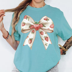 Summer Strawberry Coquette Bow DTF Transfer, Custom DTF Transfer, Heat Transfers, DTF Transfer Ready To Press, #5956