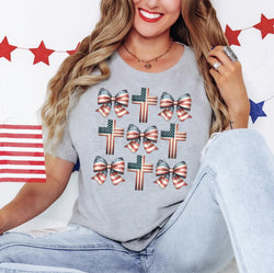 4th of July Coquette Bows and Crosses DTF Transfer, Custom DTF Transfer, Heat Transfers, DTF Transfer Ready To Press, #6000