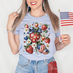 4th of July Strawberries Bouquet DTF Transfer, Custom DTF Transfer, Heat Transfers, DTF Transfer Ready To Press, #5951