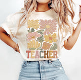 Teacher Floral Boho DTF Transfer, Floral Boho Teacher Heat Transfer, Custom DTF Transfer, Heat Transfers, DTF Transfer Ready To Press, #5894