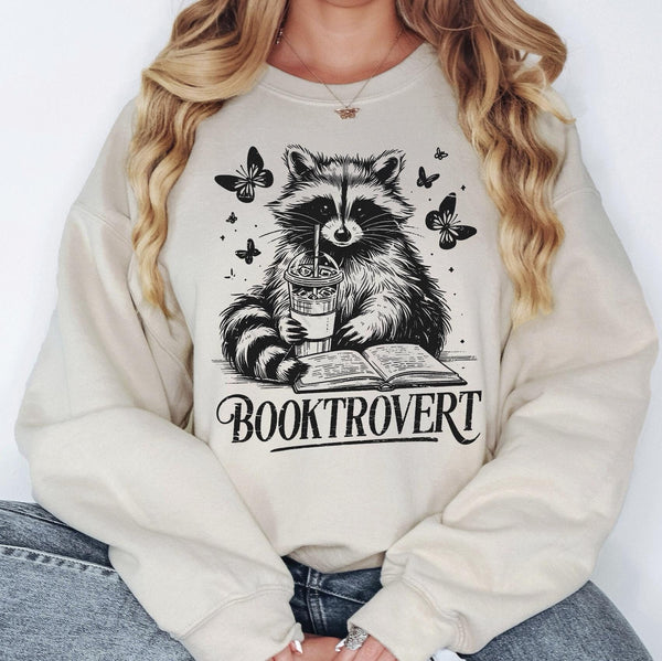 Booktrovert Book Lover Raccoon DTF Transfers, Custom DTF Transfer, Sublimation Transfers, DTF Transfers, Ready To Press, #5664