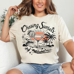 Chasing Sunsets Summer Beach DTF Transfers, Custom DTF Transfer, Sublimation Transfers, DTF Transfers, Ready To Press, #5246-BCNatural