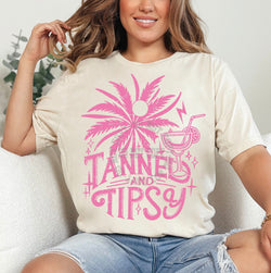 Tanned and Tipsy Beach Sunset DTF Transfers, Custom DTF Transfer, Sublimation Transfers, DTF Transfers, Ready To Press, #5249-BCNatural