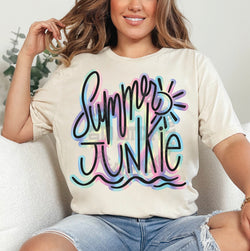 Colorful Summer Junkie DTF Transfers, Custom DTF Transfer, Sublimation Transfers, DTF Transfers, Ready To Press, #5241-BCNatural