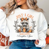 Pumpkin Spice Fall Raccoon Girly DTF Transfers, Custom DTF Transfer, Sublimation Transfers, DTF Transfers, Ready To Press, #5317