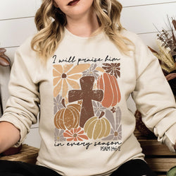 Praise Him in Every Season Faith Fall DTF Transfers, Custom DTF Transfer, Sublimation Transfers, DTF Transfers, Ready To Press, #5476