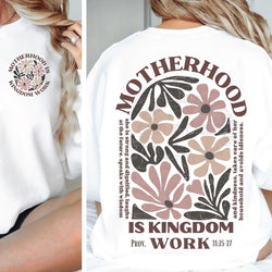 Motherhood Is Kingdom Work Faith DTF Transfers, Custom Transfer, Ready For Press Heat Transfers, DTF Transfer Ready To Press, #5616/5617