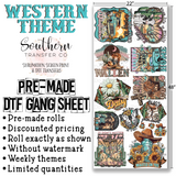 Pre-made Gang Sheet 22x48" (WESTERN THEME) DTF Transfers