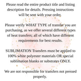Softball SUBLIMATION Transfer, Ready to Press SUBLIMATION Transfer, 4374