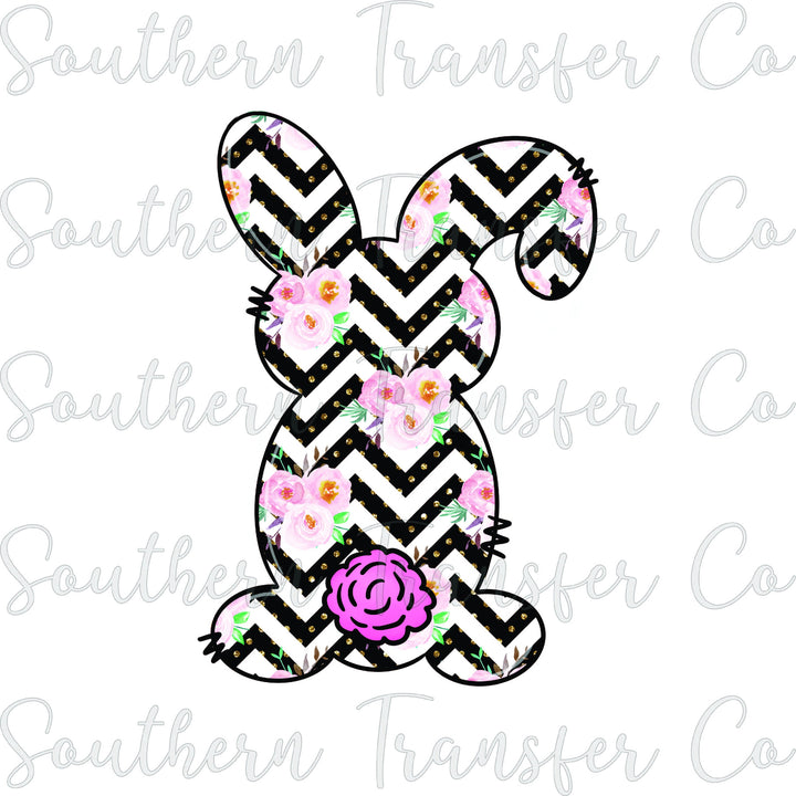 Floral Easter Bunny Hand Drawn SUBLIMATION Transfer, Ready to Press SUBLIMATION Transfer, 3140