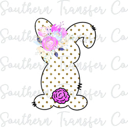 Floral Easter Bunny Hand Drawn SUBLIMATION Transfer, Ready to Press SUBLIMATION Transfer, 3141