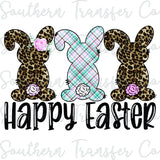 Happy Easter Leopard Bunny Hand Drawn SUBLIMATION Transfer, Ready to Press SUBLIMATION Transfer, 3142