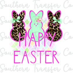 Happy Easter Leopard Bunny Hand Drawn SUBLIMATION Transfer, Ready to Press SUBLIMATION Transfer, 3149