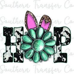 Easter Cow Print Turquoise Bunny SUBLIMATION Transfer, Ready to Press SUBLIMATION Transfer, 3802