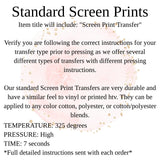 SCREEN PRINT Transfer, Screen Print Transfers Ready For Press, Ready To Press, 4292