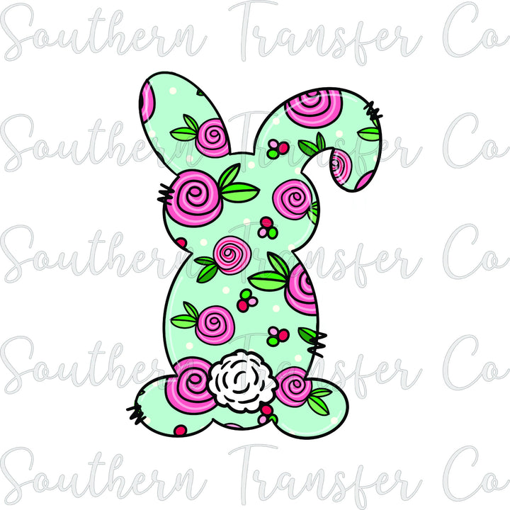 Floral Easter Bunny Hand Drawn SUBLIMATION Transfer, Ready to Press SUBLIMATION Transfer, 3138