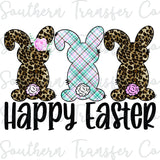 Happy Easter Leopard Bunny Hand Drawn SUBLIMATION Transfer, Ready to Press SUBLIMATION Transfer, 3148