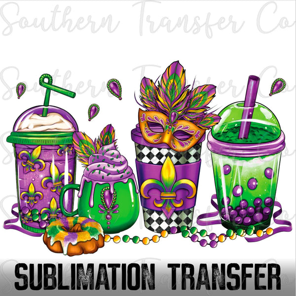 Mardi-gras SUBLIMATION Transfer, Ready to Press SUBLIMATION Transfer, 4299