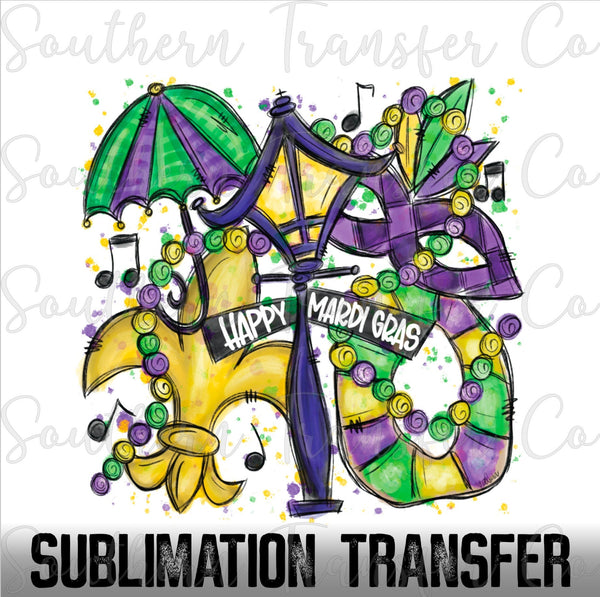 Mardi-gras SUBLIMATION Transfer, Ready to Press SUBLIMATION Transfer, 4315