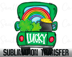 Lucky St. Patricks Truck SUBLIMATION Transfer, Ready to Press SUBLIMATION Transfer, 3065