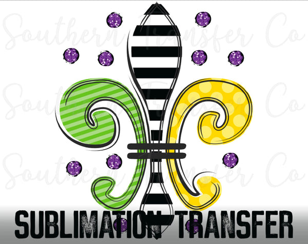 Mardi Gras SUBLIMATION Transfer, Ready to Press SUBLIMATION Transfer, 4385