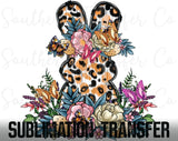 Happy Easter Leopard Bunny SUBLIMATION Transfer, Ready to Press SUBLIMATION Transfer, 4369