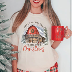 Farmhouse Christmas Barn DTF Transfers, Custom DTF Transfer, Heat Transfers, DTF Transfer Ready To Press, Custom Transfers, #4810